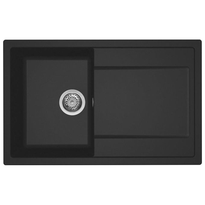 foto del prodotto elleci lg230040 lavello da incasso 1 vasca con gocciolatoio reversibile 79 x 50 cm finitura granitek nero 40 life 300