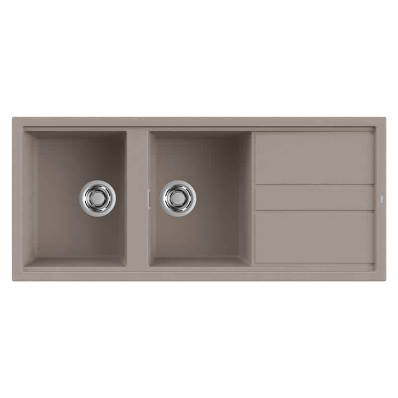 foto del prodotto elleci lgb50043 best 500 lavello granitek gocciolatoio reversibile 2 vasche 116 cm tortora