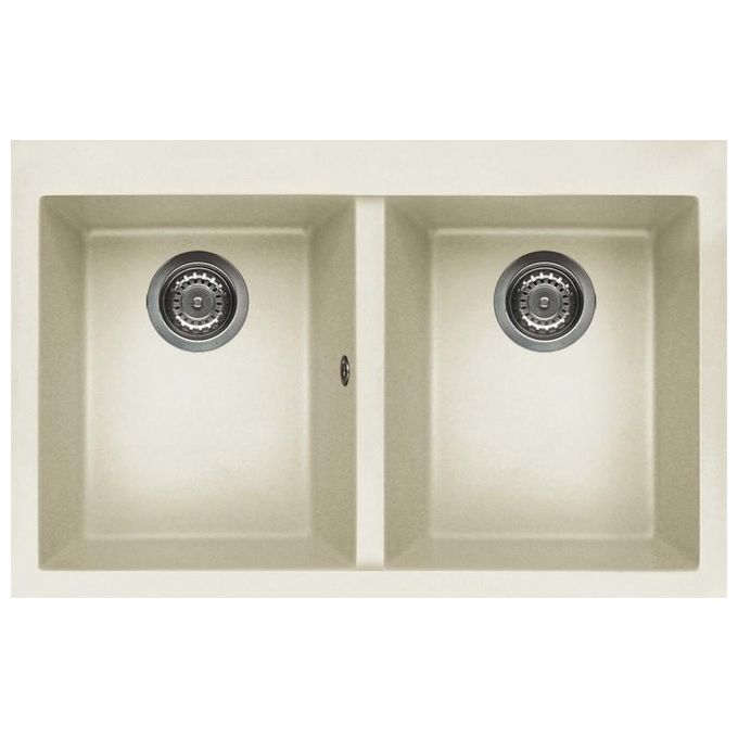 foto del prodotto elleci lgq35062 quadra 350 lavello granitek 2 vasche 79 cm bianco antico