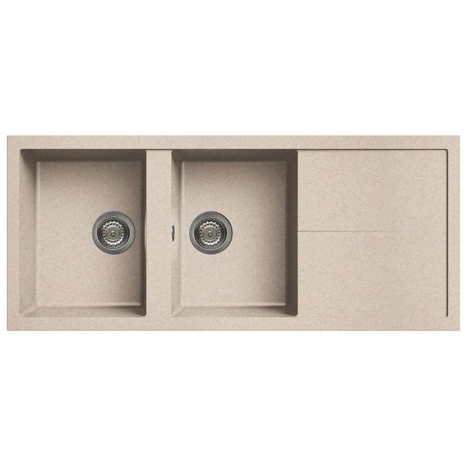 foto del prodotto elleci lgu50051 unico 500 lavello granitek gocciolatoio reversibile 2 vasche 116 cm avena