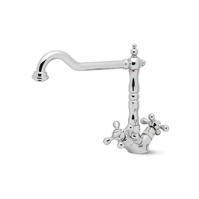 foto del prodotto elleci miktagcr miscelatore da cucina doppio comando, da incasso, acciaio inox, canna girevole, 17 cm, cromo