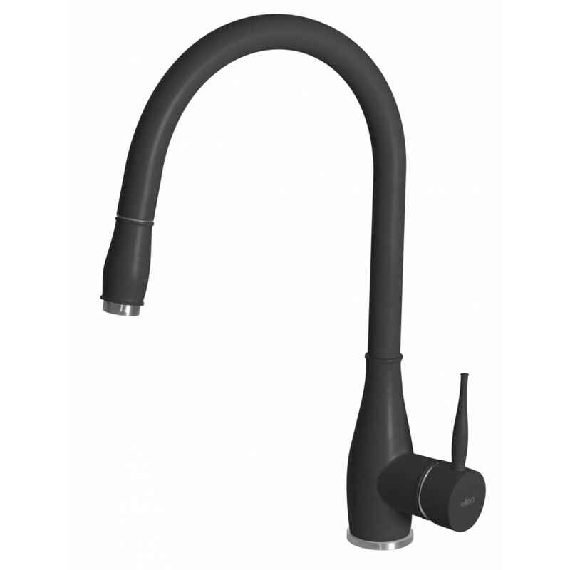 foto del prodotto elleci neva g40. tipo di beccuccio estraibile, colore del prodotto nero, materiale del rubinetto granitek. altezza sopra la superficie di