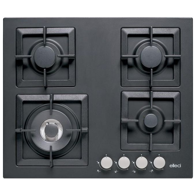 foto del prodotto elleci pgsp60140ws linea plano piano cottura a gas 4 zone di cui 1 tripla corona laterale 60cm nero