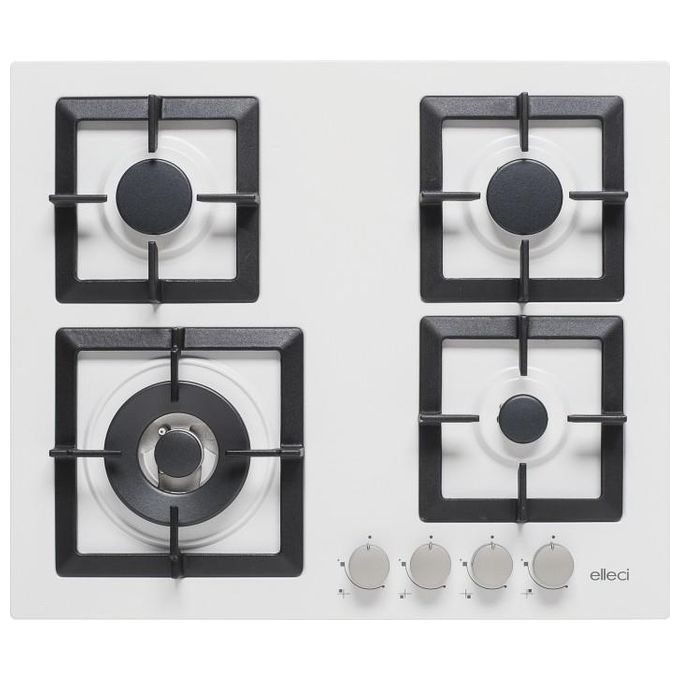 foto del prodotto elleci pgsp60168ws plano 60 tcl piano cottura a gas 4 zone 1 tripla corona laterale griglie ghisa 60 cm bianco titano 68