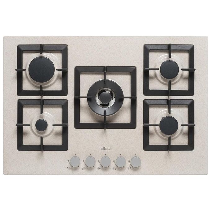 foto del prodotto elleci pgsp75151cs linea plano piano cottura a gas 5 zone 1 tripla corona centrale griglie ghisa 75 cm avena 51