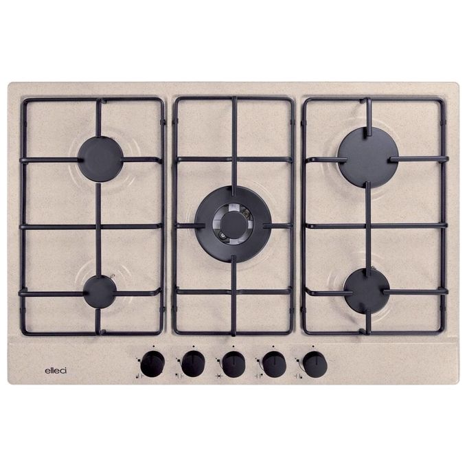 foto del prodotto elleci pgss75351cb piano cottura a gas 5 fuochi 75 cm smaltato colore avena