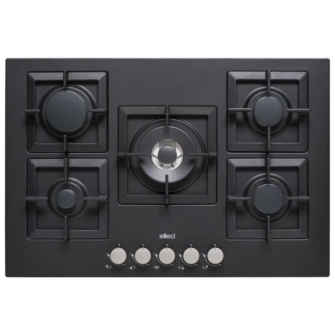 foto del prodotto elleci piano cottura a gas 5 zone con tripla corona centrale 75cm nero per un ottima esperienza culinaria