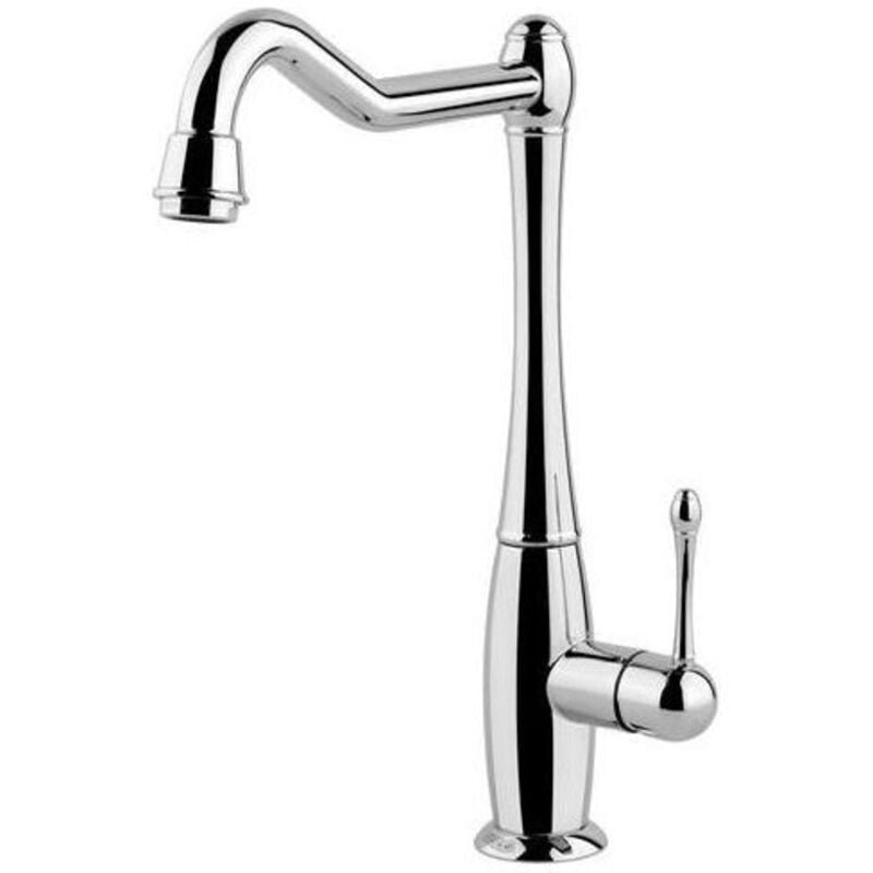 foto del prodotto elleci queen mikquecr - miscelatore da cucina monocomando, da incasso, acciaio inox, canna girevole alta, 31,5 cm, cromo