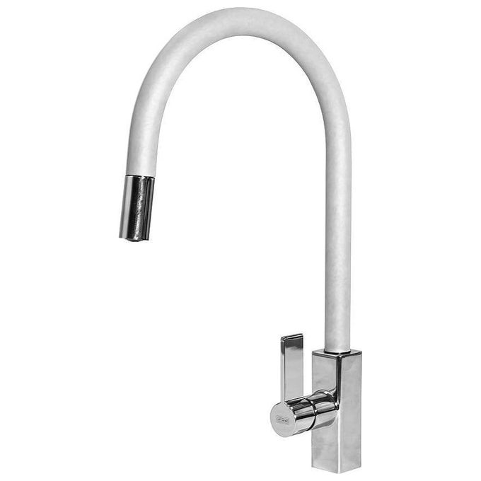 foto del prodotto elleci rain plus mkkrap96 miscelatore da cucina monocomando, da incasso, keratek plus, canna girevole con doccetta estraibile, 41 cm, bianco assoluto