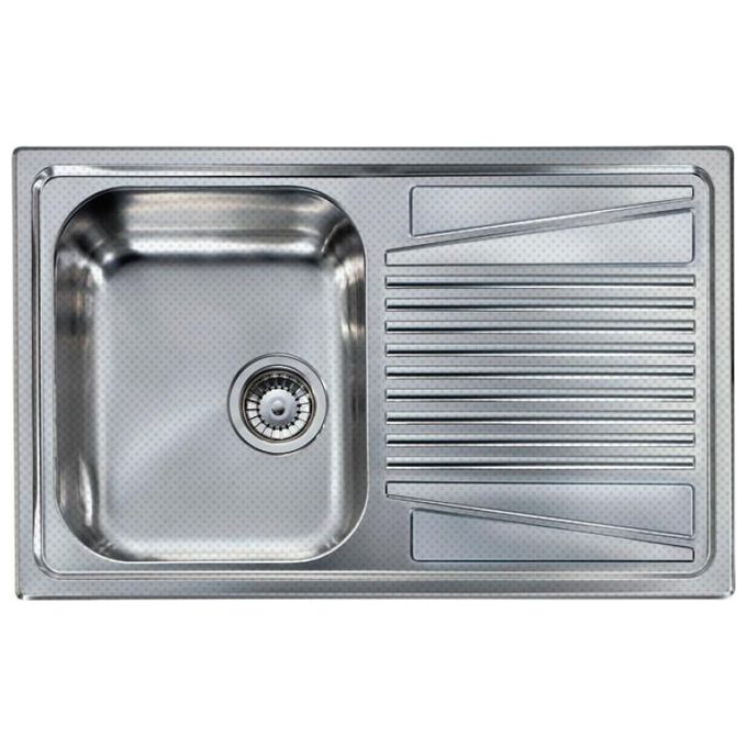 foto del prodotto elleci river 300 lir300anssx lavello da incasso 1 vasca gocciolatoio, acciaio inox satinato antigraffio, 79x50 cm, da incasso, inox satinato