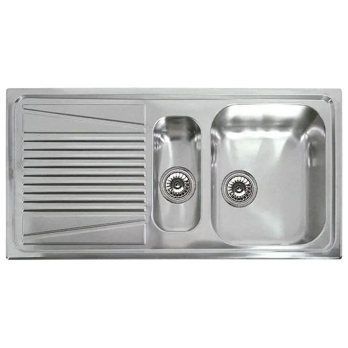 foto del prodotto elleci river 475 lir475sacdx lavello da incasso 1,5 vasche gocciolatoio, acciaio inox satinato, 100x50 cm, da incasso, inox satinato