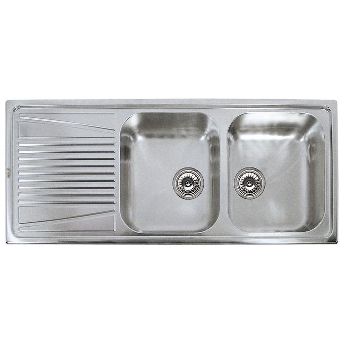 foto del prodotto elleci river 500 lir500sacsx lavello da incasso 2 vasche gocciolatoio, acciaio inox satinato antigraffio, 116x50 cm, da incasso, inox satinato