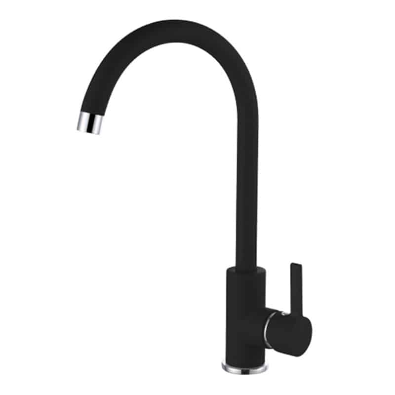 foto del prodotto elleci rubinetto miscelatore cucina canna alta monocomando nero full black mgkc0140