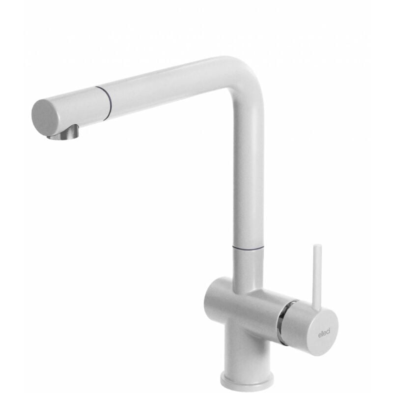 foto del prodotto elleci stream. tipo di beccuccio standard, colore del prodotto bianco, materiale del rubinetto granitek. altezza sopra la superficie di