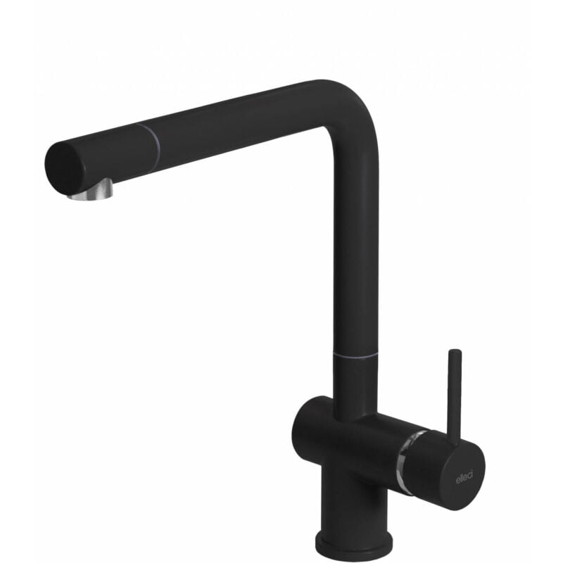 foto del prodotto elleci stream. tipo di beccuccio standard, colore del prodotto nero, materiale del rubinetto keratek. altezza sopra la superficie di fissaggio
