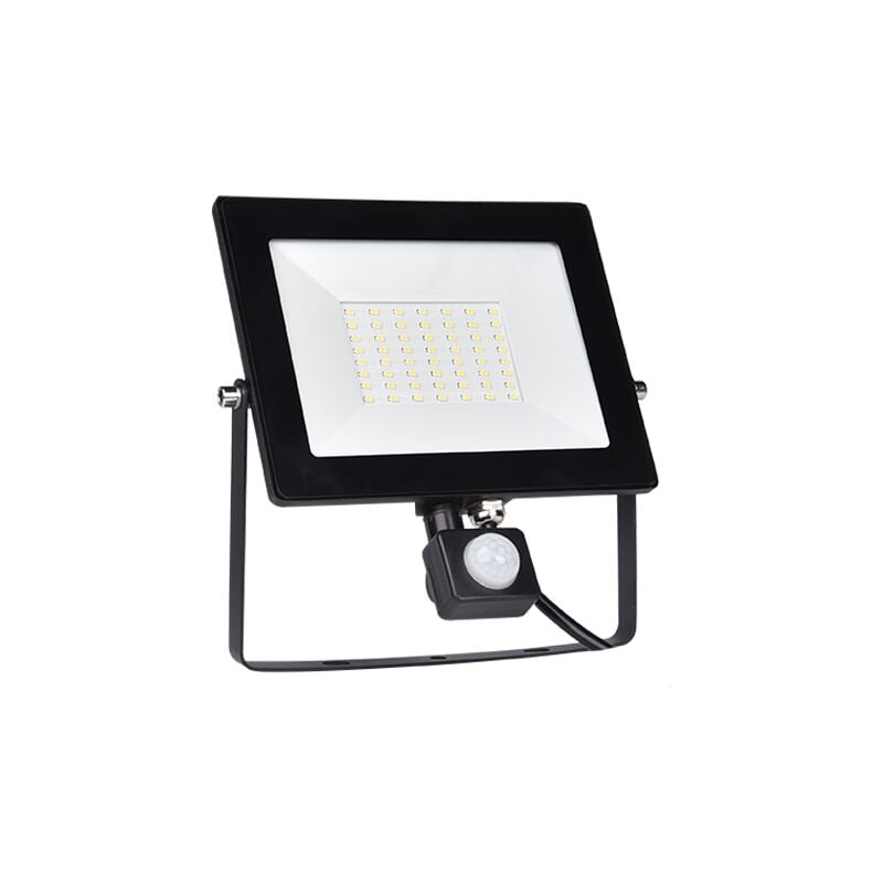foto del prodotto elmark faro proiettore led nero da esterno con sensore di movimento impermeabile luce bianca fredda 50w