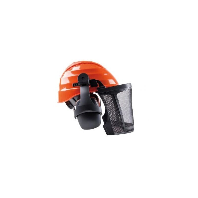 foto del prodotto elmetto 2704 fnd forestale in plastica protezione orecchie e visiera in nylon