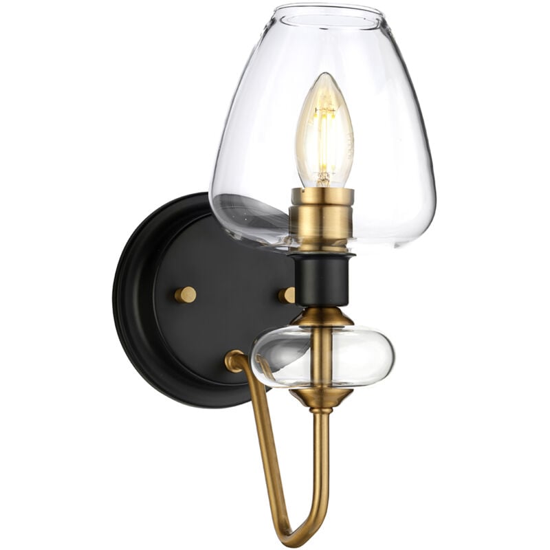 foto del prodotto elstead applique armand acciaio ottone antico nero carbone vetro nero 1 luce e14
