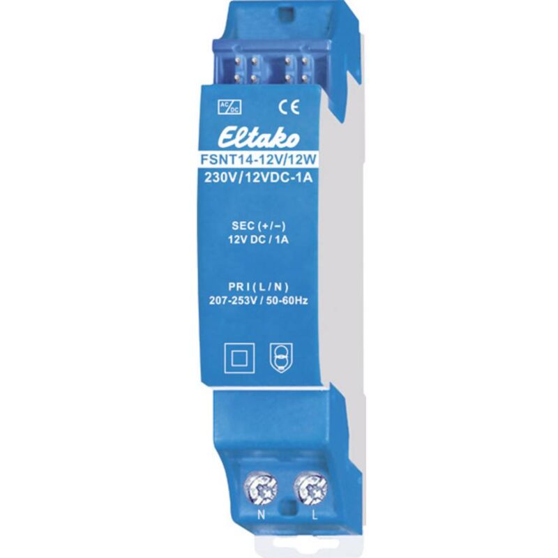 foto del prodotto eltako 30014062 alimentatore per guida din 1 a 12 w num. uscite 1 x contenuto 1 pz.