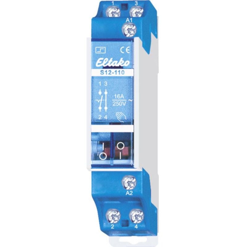 foto del prodotto eltako rel a impulso guida din s12 110 12v 1 nc, 1 na 12 v 16 a 2300 w 1 pz.