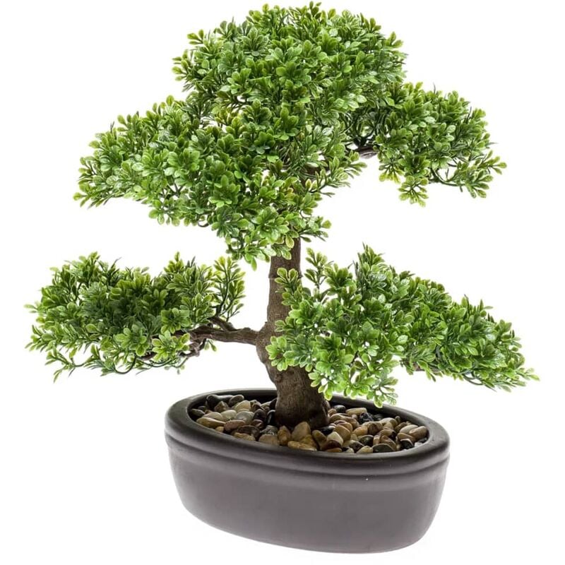 foto del prodotto emerald ficus artificiale mini bonsai verde 32 cm 420002