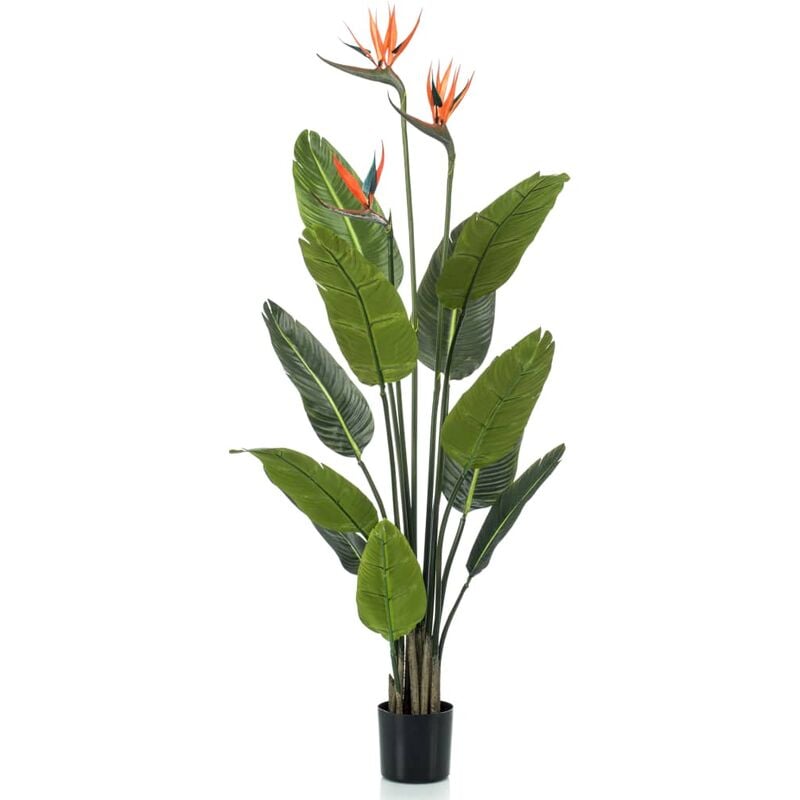 foto del prodotto emerald strelitzia pianta artificiale in vaso con fiori 120 cm