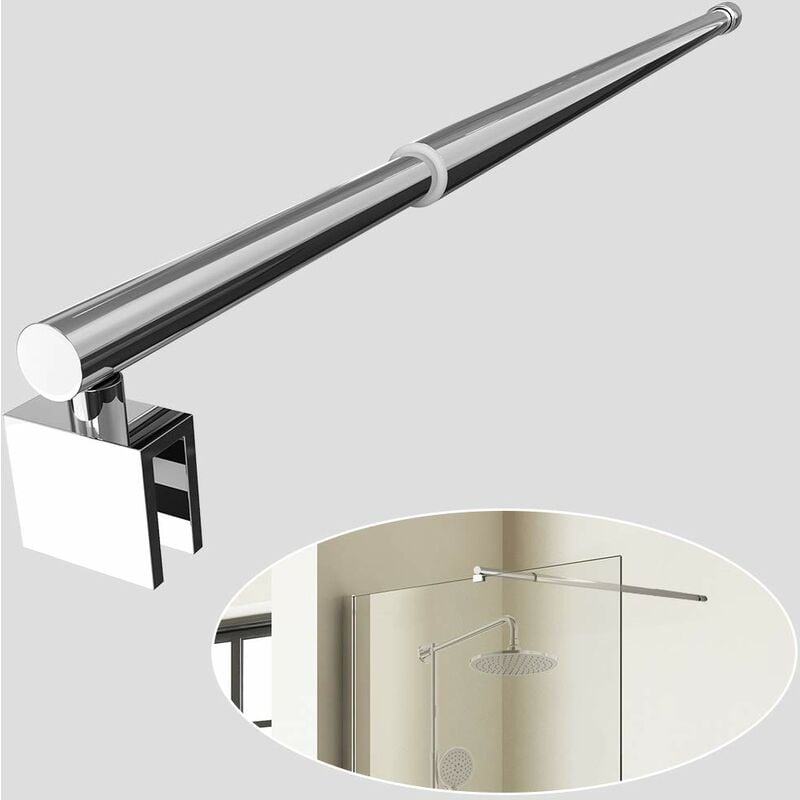 foto del prodotto emke barra di supporto telescopica regolabile da 700 mm a 1200 mm in acciaio inox cromato di forma rotonda per doccia bagnato, per cabina doccia,