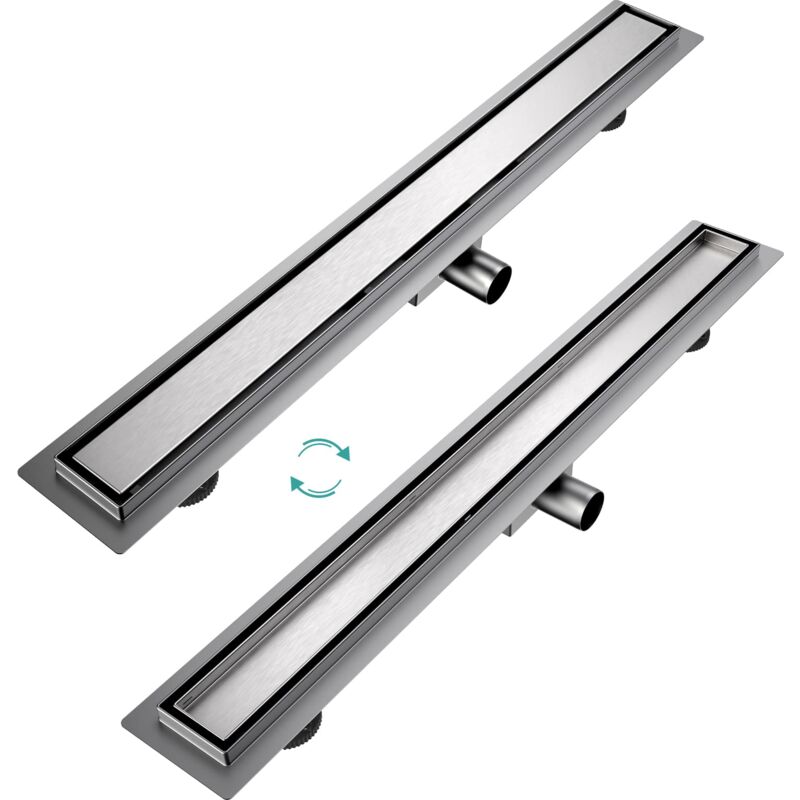 foto del prodotto emke canalina per doccia, 80 cm, in acciaio inox, piastrellabile, set completo di scarico per doccia, sifone con antiodore e filtro per capelli,