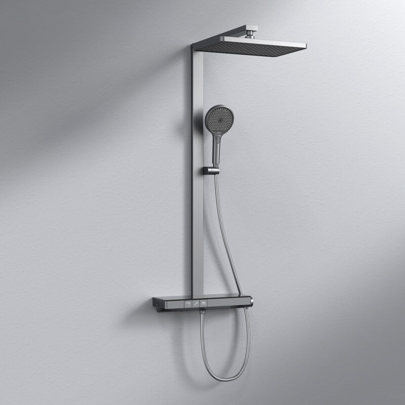 foto del prodotto emke colonna doccia termostato set colonna doccia con piastra termostatica da 40 cm, asta doccia, doccetta con 4 modalit , soffione, bocca di