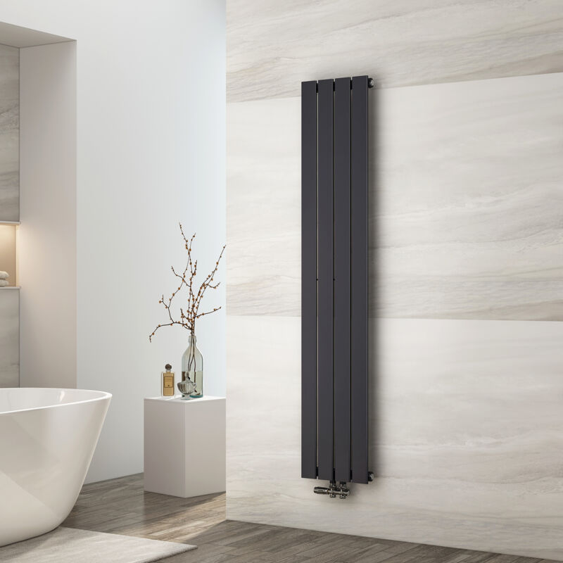 foto del prodotto emke radiatore ad acqua calda, radiatore piatto monostrato con attacco centrale, design verticale a parete, antracite 160x30 cm