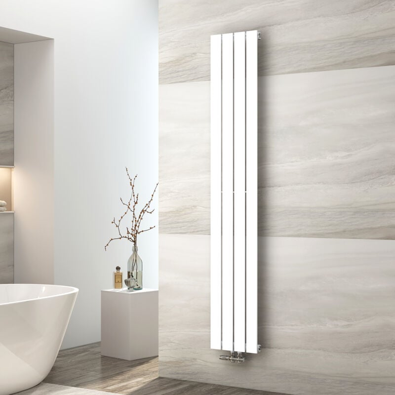 foto del prodotto emke radiatore ad acqua calda, radiatore piatto monostrato con attacco centrale, design verticale a parete, bianco 180x30 cm