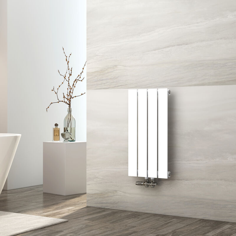 foto del prodotto emke radiatore ad acqua calda, radiatore piatto monostrato con attacco centrale, design verticale a parete, bianco 60x30 cm