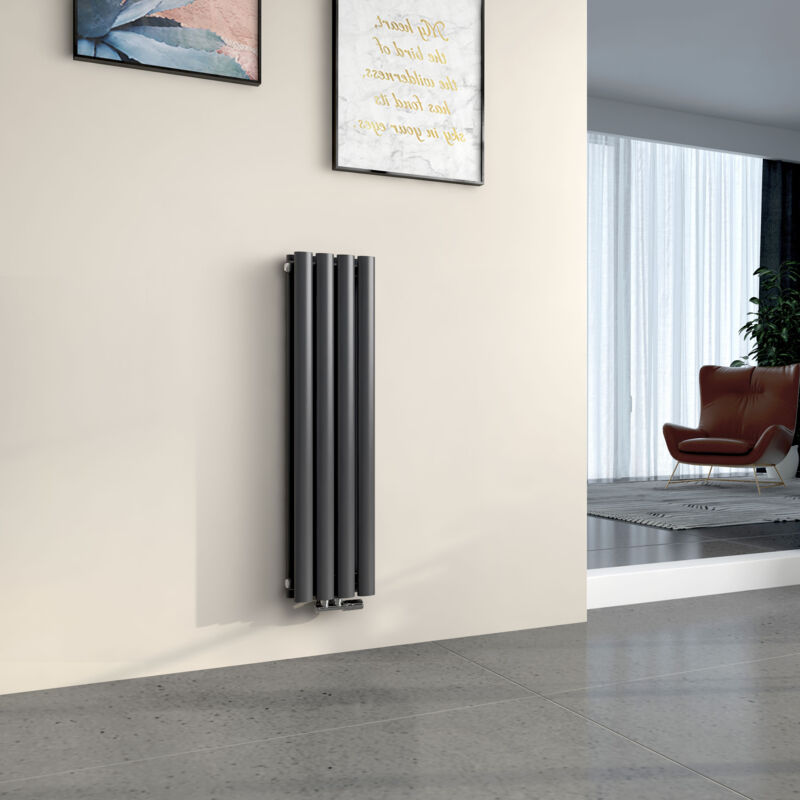 foto del prodotto emke radiatore termoarredo termosifoni ad acqua calda in acciaio tubo tondo antracite 900 x 240 mm doppio strato