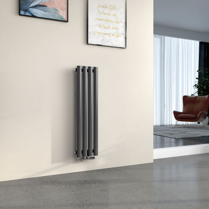foto del prodotto emke radiatore termoarredo termosifoni ad acqua calda in acciaio tubo tondo antracite 900 x 240 mm singolo strato