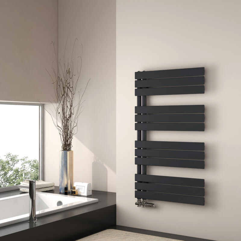 foto del prodotto emke scaldasalviette ad acqua calda, 1041x600mm scaldasalviette piatto nero opaco