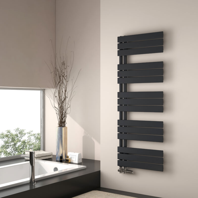 foto del prodotto emke scaldasalviette ad acqua calda, 1320x500mm scaldasalviette piatto nero opaco