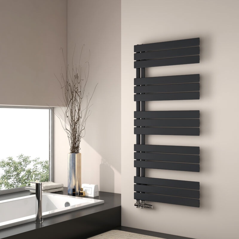 foto del prodotto emke scaldasalviette ad acqua calda, 1320x600mm scaldasalviette piatto nero opaco