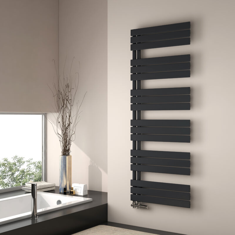 foto del prodotto emke scaldasalviette ad acqua calda, 1599x600mm scaldasalviette piatto nero opaco