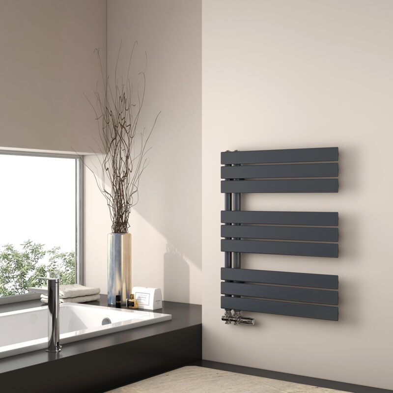 foto del prodotto emke scaldasalviette ad acqua calda, 762x600 mm scaldasalviette a pannello piatto antracite