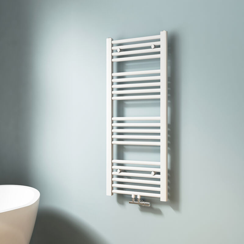 foto del prodotto emke scaldasalviette ad acqua calda, radiatore scaldasalviette con collegamento centralizzato bianco 100x40cm 352 watt