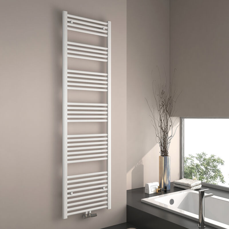 foto del prodotto emke scaldasalviette ad acqua calda, radiatore scaldasalviette con collegamento centralizzato bianco 180x50cm 739 watt