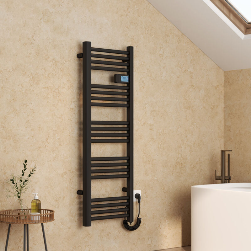 immagine 0 del prodotto emke scaldasalviette elettrico in alluminio con controllo touch, temperatura regolabile 1200 x 400 mm, nero opaco, 450 w