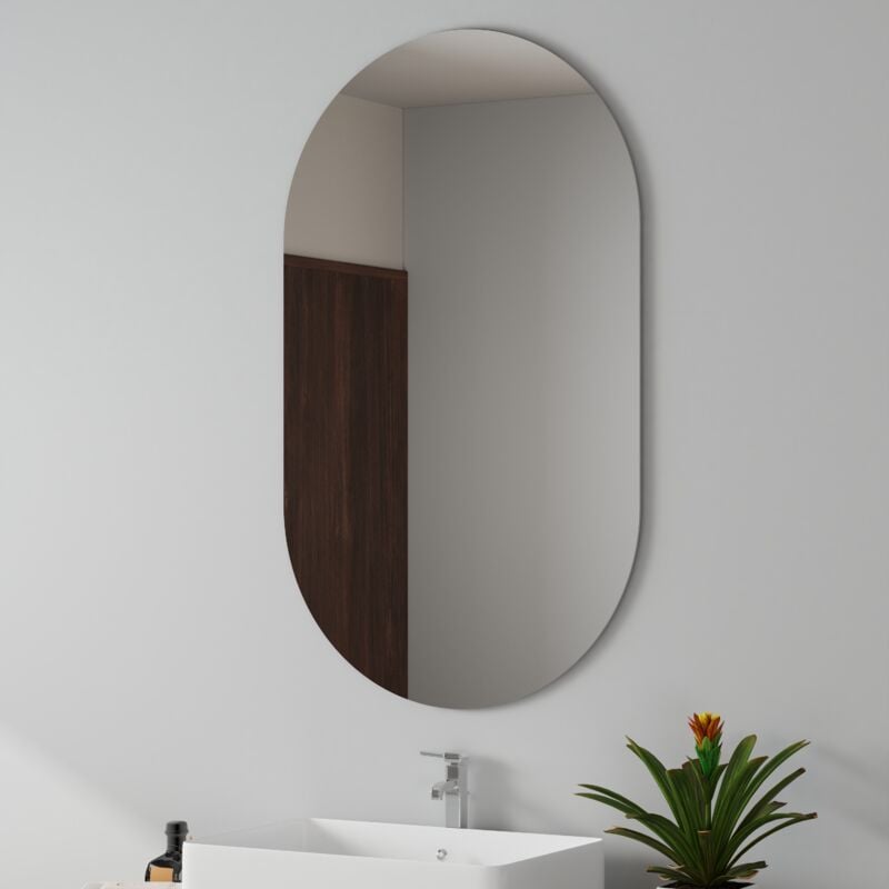 foto del prodotto emke specchi semplici per bagno, specchio da parete ovale, specchio da bagno senza cornice 60 x 100 cm orizzontale verticale