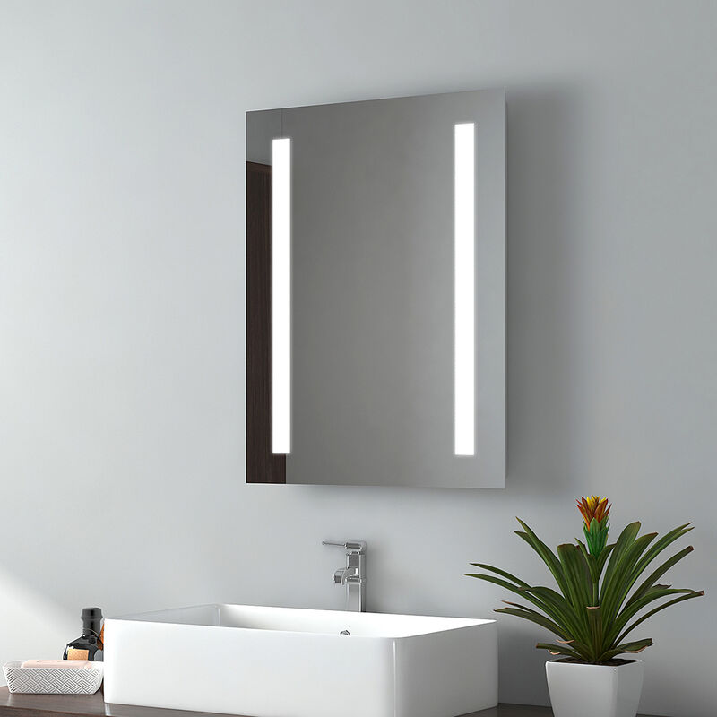foto del prodotto emke specchio bagno con luce 45 x 60 cm, specchio bagno led luce bianca fredda 6500k