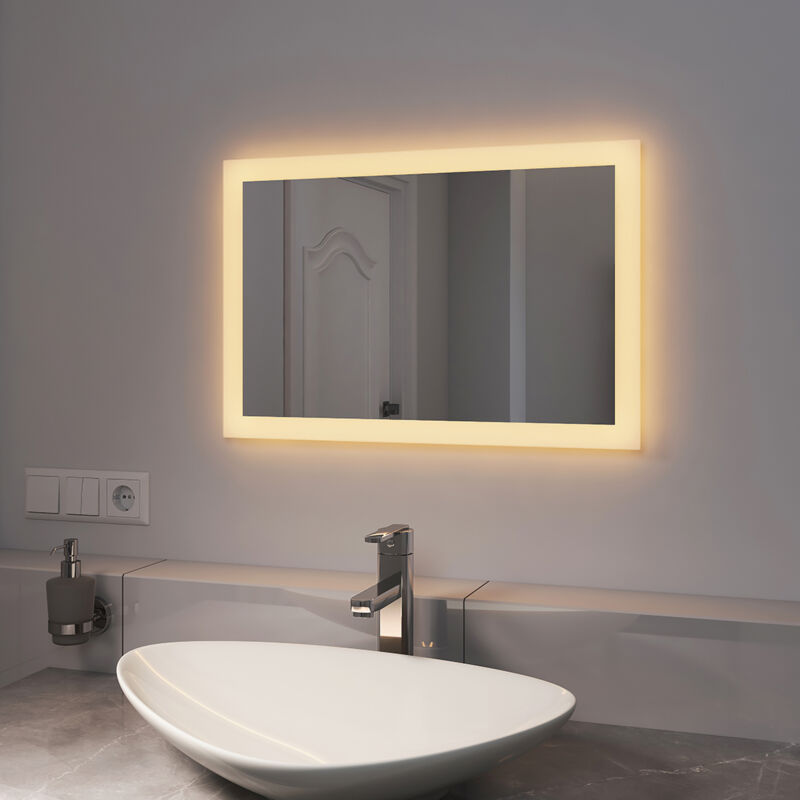foto del prodotto emke specchio bagno con luce 60 x 40 cm, specchio bagno led luce calda 3000k