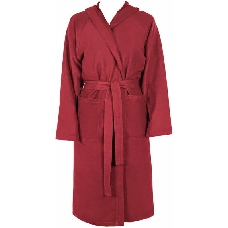 foto del prodotto emmevi mv s.p.a. accappatoio microfibra moderno tinta unita morbido uomo donna cintura tasche cappuccio bordeaux xl