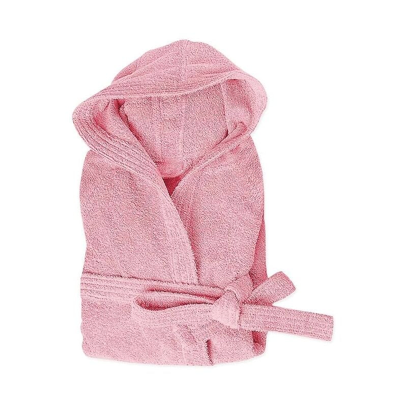 foto del prodotto emmevi mv s.p.a. accappatoio spugna 100 cotone tinta unita morbido uomo donna cintura tasche cappuccio rosa l