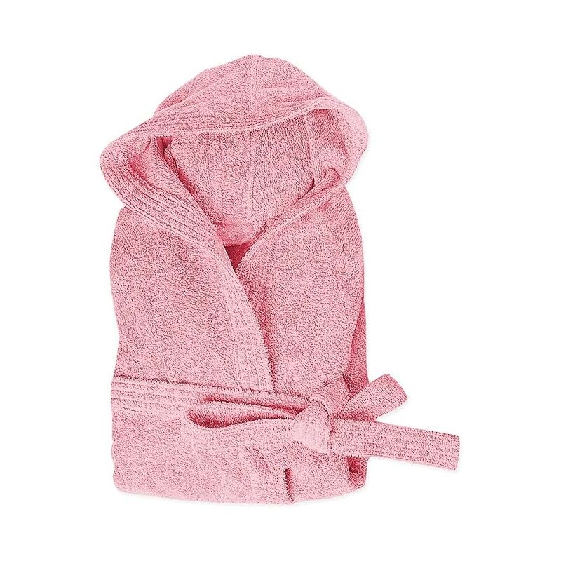 foto del prodotto emmevi mv s.p.a. accappatoio spugna 100 cotone tinta unita morbido uomo donna cintura tasche cappuccio rosa xxl