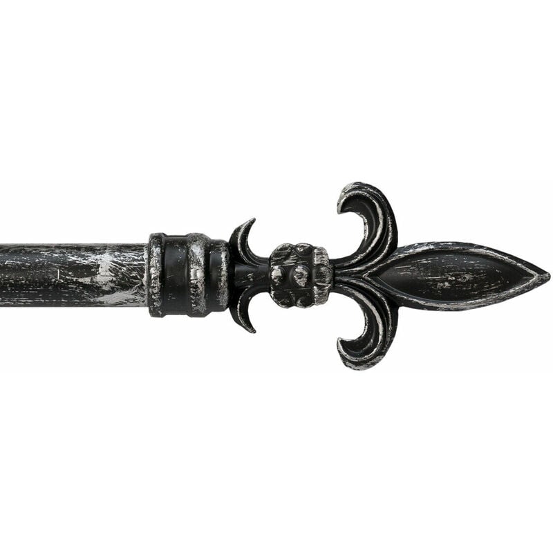 foto del prodotto emmevi mv s.p.a. - bastone tenda ferro estendibile 120-210 a muro asta scorritenda binario anelli staffe viti - nero argento