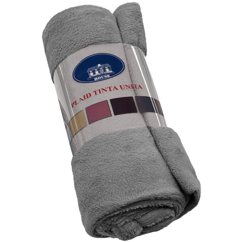 foto del prodotto emmevi mv s.p.a. coperta plaid morbida vellutata pile caldo soffice avvolgente divano letto poltrona grigio 160x210 cm